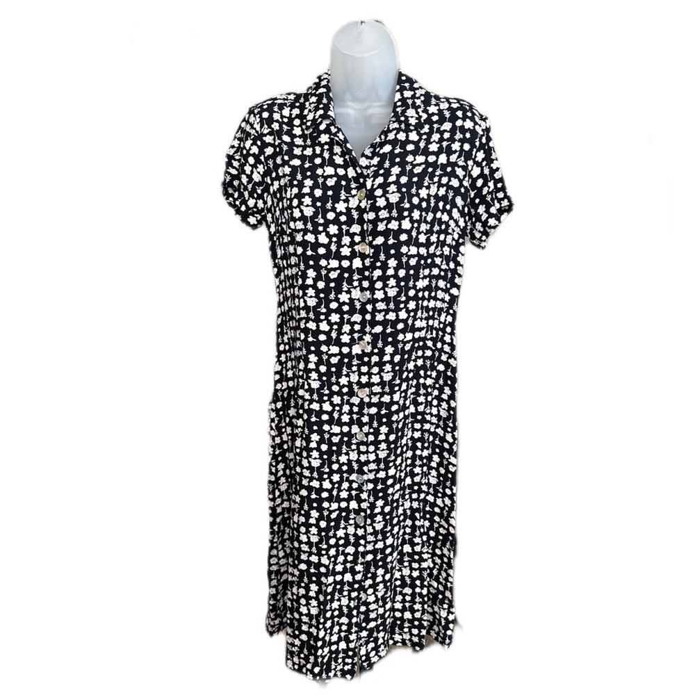 Vintage 90’s Style Black and White Floral Dress Size 10